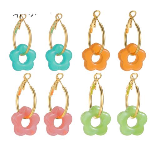 Acier inoxydable 304 Boucle d'oreille goutte, avec Acrylique, Placage de couleur d'or, bijoux de mode, plus de couleurs à choisir, Vendu par paire