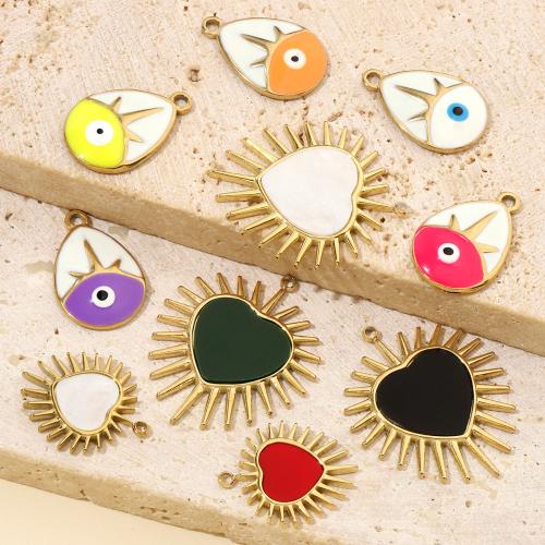 Acier inoxydable 304 Pendentif, Placage de couleur d'or, DIY & émail & avec strass, plus de couleurs à choisir Vendu par sac[