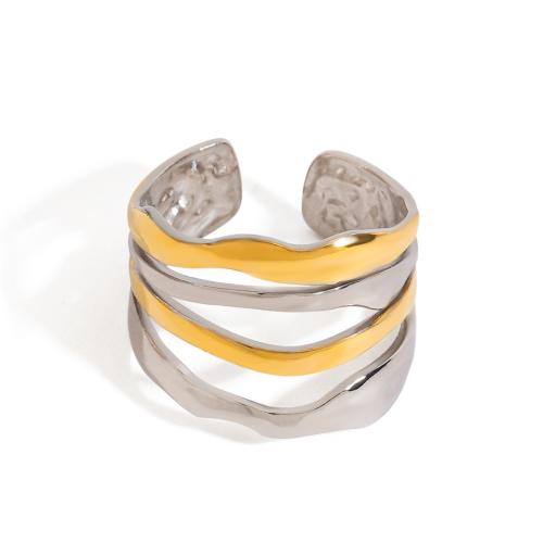 Bague en acier inoxydable, Acier inoxydable 304, Placage, pour femme & deux tons & creux, Vendu par PC