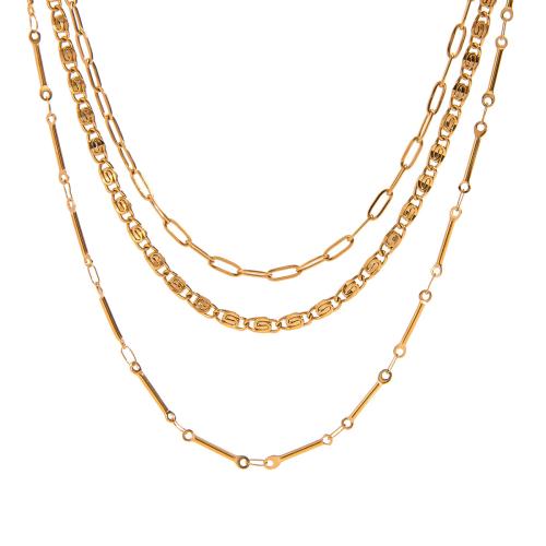 ステンレス鋼のジュエリーネックレス, 304ステンレススチール, メッキ, 3つの層 & ファッションジュエリー & 女性用, 金色, 売り手 パソコン