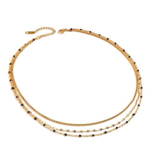 ステンレス鋼のジュエリーネックレス, 304ステンレススチール, メッキ, 3つの層 & 女性用 & エナメル, 金色, 売り手 パソコン