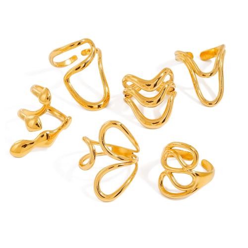 Bague en acier inoxydable, Acier inoxydable 304, Placage, bijoux de mode & styles différents pour le choix & pour femme, doré, Vendu par PC