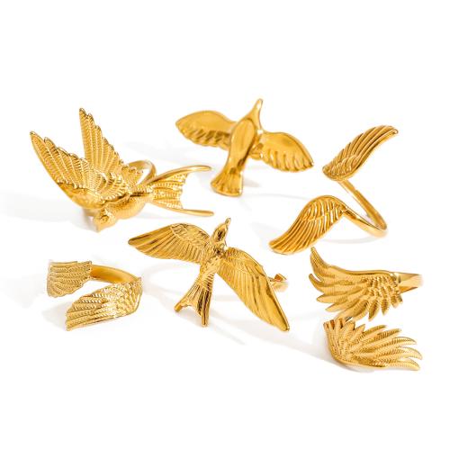 Bague en acier inoxydable, Acier inoxydable 304, Placage, bijoux de mode & styles différents pour le choix & pour femme, doré, Vendu par PC