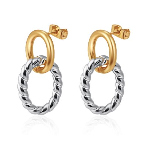 Boucle en acier inoxydable, Acier inoxydable 304, Placage, styles différents pour le choix & pour femme & deux tons, Vendu par paire