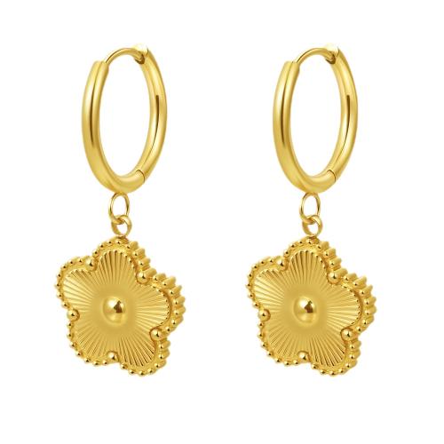 Boucle d'oreille goutte inox, Acier inoxydable 304, fleur, Placage, bijoux de mode & pour femme, plus de couleurs à choisir, Vendu par paire[