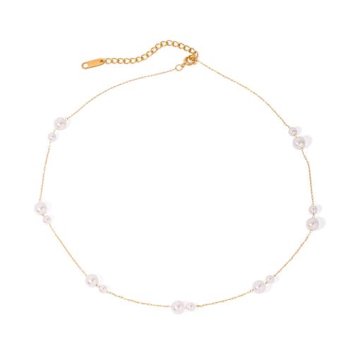 Parures de bijoux en acier inoxydable, Acier inoxydable 304, avec perle de plastique, Plaqué or 18K, bijoux de mode & styles différents pour le choix & pour femme, Vendu par PC