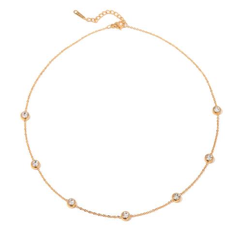 Cubic Zirconia Micro Pave Ensembles de bijoux en acier inoxydable, Acier inoxydable 304, avec zircon cubique, Placage, bijoux de mode & styles différents pour le choix & pour femme, doré, Vendu par PC