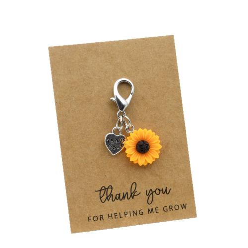 Zinc Alloy Key Chain Jewelry, with Resin, Sunflower, Unisex 