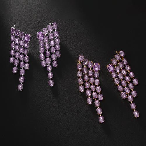 Alliage de cuivre Boucle d'oreille goutte, Placage, bijoux de mode & pour femme & avec strass, plus de couleurs à choisir, Vendu par paire