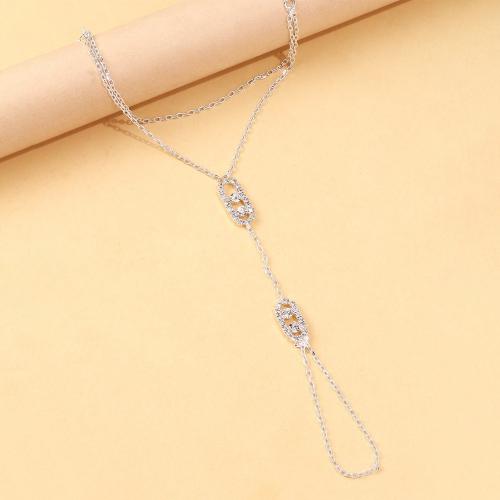 Copper Alloy Bracelet Ring, plated, fashion jewelry & for woman & with rhinestone 