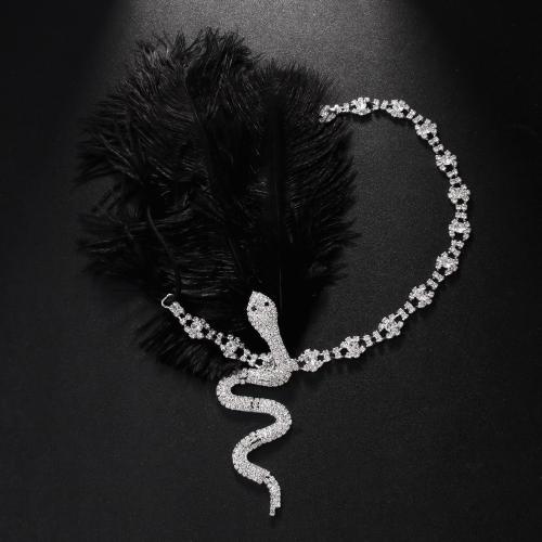 Copper Alloy Headband, fashion jewelry & for woman & with rhinestone, silver color 