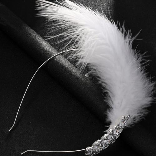 Alliage de cuivre Bande de cheveux, avec Fibre, bijoux de mode & pour femme & avec strass, argent, Vendu par PC