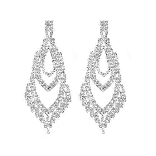 Boucle d'oreille goutte laiton strass, bijoux de mode & pour femme & avec strass, plus de couleurs à choisir, Vendu par paire