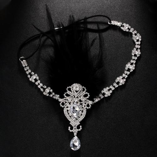 Headband, Copper Alloy, with Fiber & Elastic Thread, fashion jewelry & for woman & with rhinestone [