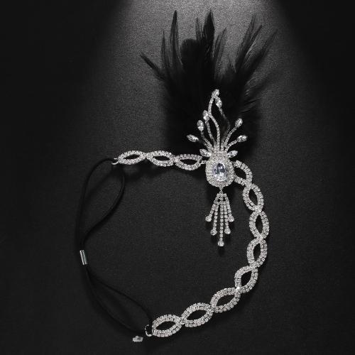 Headband, Copper Alloy, with Fiber & Elastic Thread, fashion jewelry & for woman & with rhinestone [