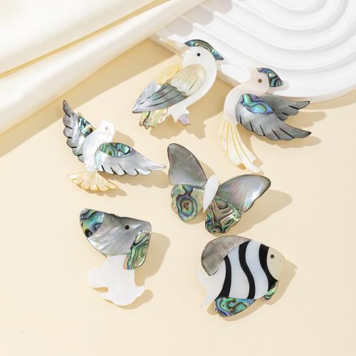 Shell Brooch, with 304 Stainless Steel, Bird, DIY 