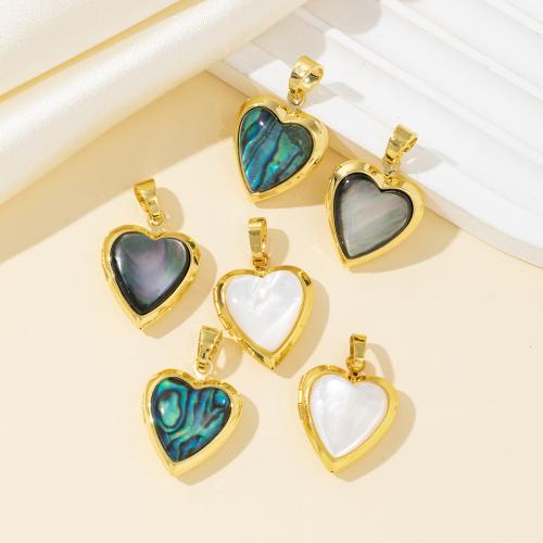 Brass Locket Pendant, with Shell, Heart, plated, DIY 