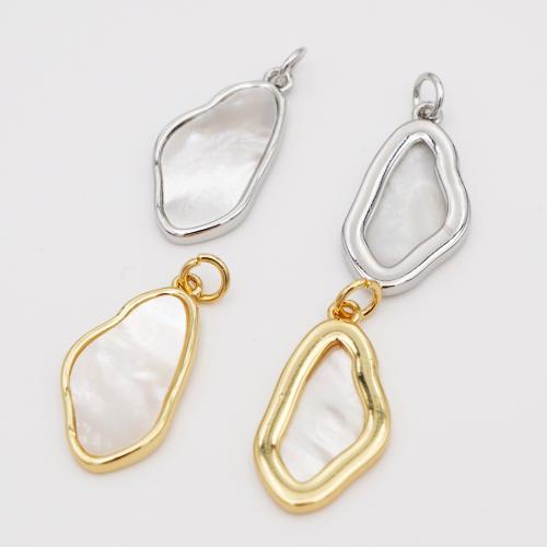 Colgantes de la joyería de cobre amarillo, metal, con Nácar, chapado, Bricolaje, más colores para la opción, 22x13mm, Vendido por UD