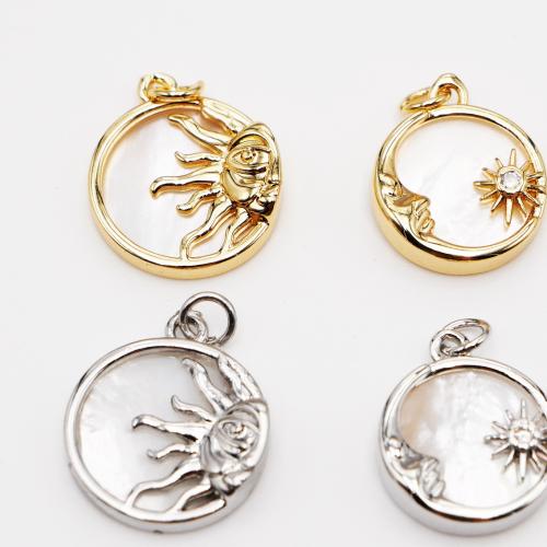 Cubique Pendentif en laiton zircon pavent, Rond, Placage, DIY & pavé de micro zircon, plus de couleurs à choisir, Vendu par PC