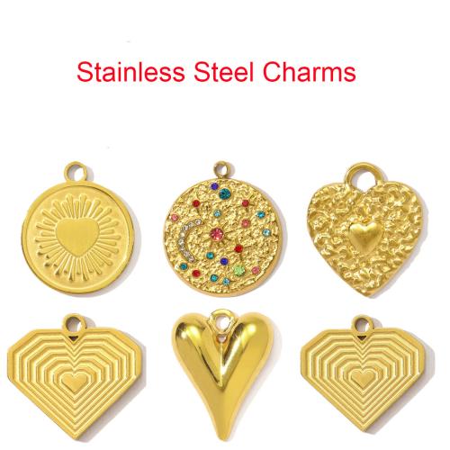 Pendentifs en acier inoxydable strass, Acier inoxydable 304, Placage de couleur d'or, DIY & avec strass, doré Vendu par PC