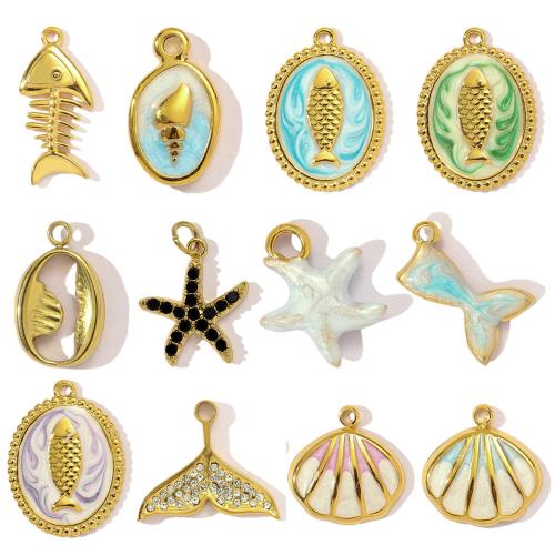 Pendentifs en acier inoxydable émail, Acier inoxydable 304, Placage de couleur d'or, DIY, plus de couleurs à choisir Vendu par sac[