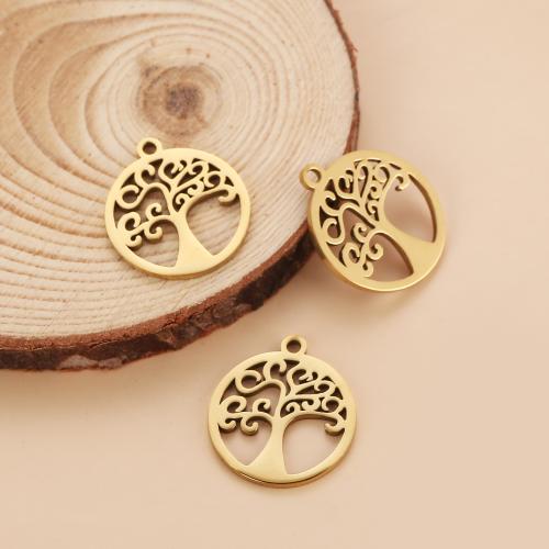 Pendentifs en acier inoxydable, Acier inoxydable 304, arbre, Placage de couleur d'or, DIY, doré Vendu par sac[