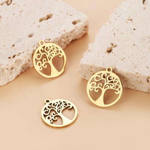 Pendentifs en acier inoxydable, Acier inoxydable 304, arbre, Placage de couleur d'or, DIY, doré Vendu par sac[