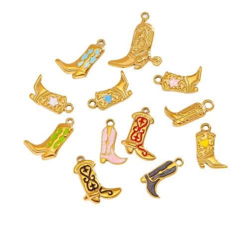 Acier inoxydable Pendentif Chaussures, Acier inoxydable 304, Placage de couleur d'or, DIY & émail, plus de couleurs à choisir, Vendu par PC