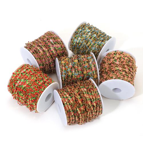 Stainless Steel Ball Chain, 304 Stainless Steel, gold color plated, double-sided enamel & DIY [