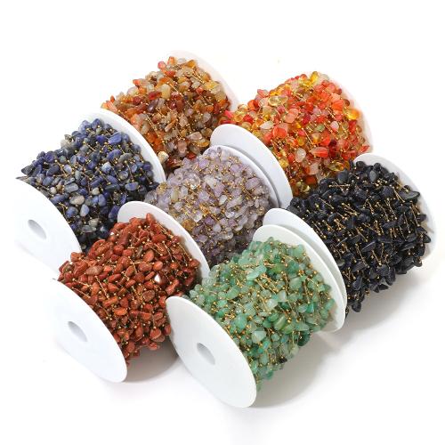 Chaîne de boule en acier inoxydable, Acier inoxydable 304, avec pierre gemme & coquille, Placage de couleur d'or, DIY & différents matériaux pour le choix, plus de couleurs à choisir Vendu par sac[