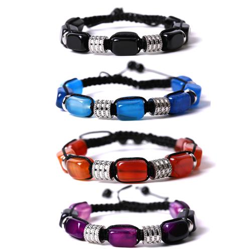 Agate bracelet, avec Cordon de noeud & Acier inoxydable 304, fait à la main, bijoux de mode & unisexe, plus de couleurs à choisir, Vendu par PC