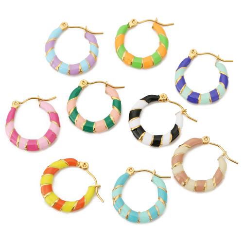 Stainless Steel Leverback Earring, 304 Stainless Steel, gold color plated, fashion jewelry & for woman & enamel 