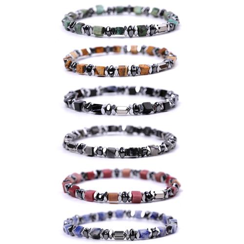 pierre gemme bracelet, avec fil élastique & Hématite, fait à la main, bijoux de mode & différents matériaux pour le choix & unisexe, Vendu par PC