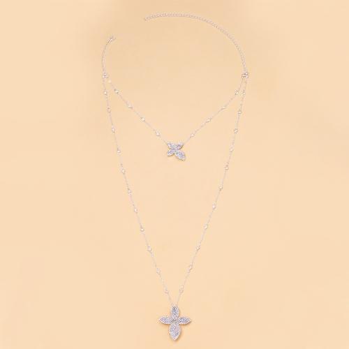 Alliage de cuivre collier, Placage, bijoux de mode & pour femme & avec strass, plus de couleurs à choisir, Vendu par PC
