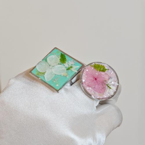 acero inoxidable Anillo de dedo Cuff, con Flores secas, Joyería & para mujer & pegamento de gota, más colores para la opción, Vendido por UD
