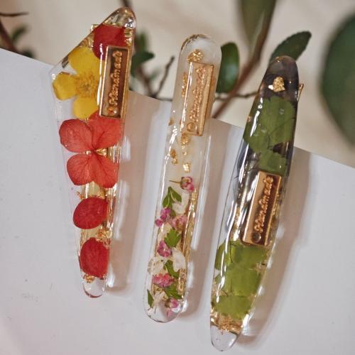 Pinces bec, alliage de zinc, avec Fleurs séchées, bijoux de mode & pour femme & autocollant époxyde, Vendu par PC
