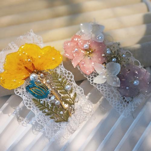 Pinces bec, alliage de zinc, avec Plastique ABS perle & Fleurs séchées & résine, bijoux de mode & pour femme & autocollant époxyde, Vendu par PC
