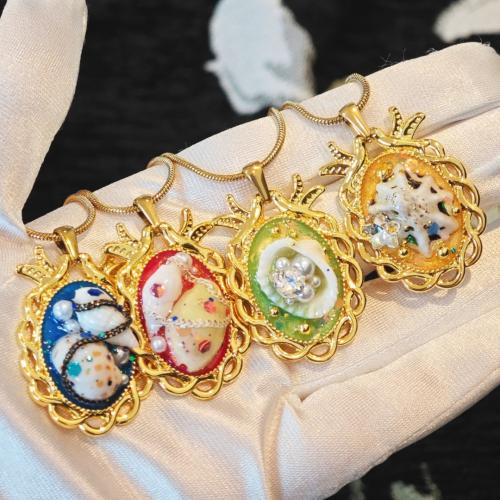 亜鉛合金 ネックレス, とともに ABS 樹脂パール & 貝, ファッションジュエリー & 女性用 & エナメル, 無色, 長さ:約 45 センチ, 売り手 パソコン[