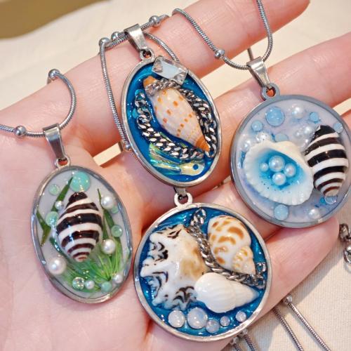 ステンレス ネックレス, とともに ABS 樹脂パール & 貝, ファッションジュエリー & 異なるスタイルを選択 & 女性用 & エポキシステッカー, 売り手 パソコン[