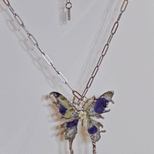 ステンレス ネックレス, とともに ドライフラワー & 亜鉛合金, 蝶, ファッションジュエリー & 女性用 & エポキシステッカー, 売り手 パソコン