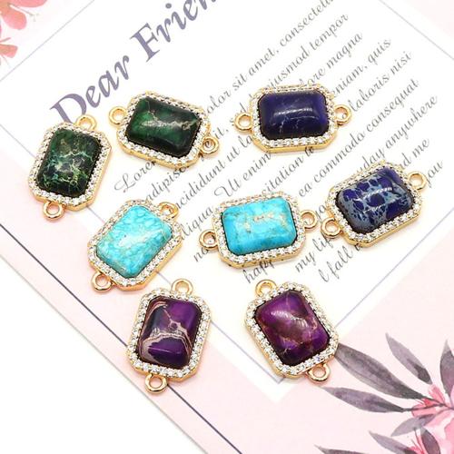 Jaspe d'impression connecteur, avec laiton, cadre, Placage, DIY & avec strass, plus de couleurs à choisir Vendu par PC