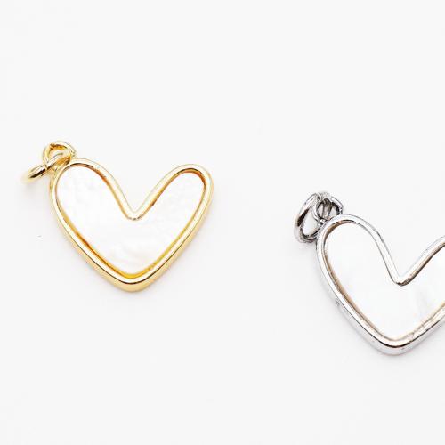 Bijoux pendentifs en laiton, avec coquille, coeur, Placage, DIY, plus de couleurs à choisir Vendu par PC