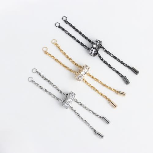 Cadena Estensor de Metal, chapado, Bricolaje & con diamantes de imitación, más colores para la opción, 60x10mm, Vendido por UD[