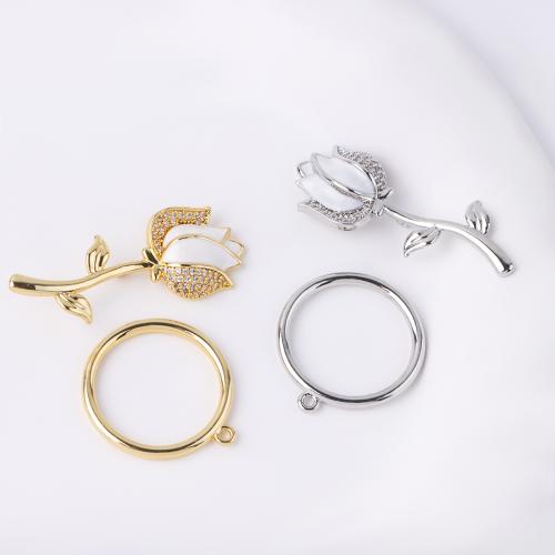 Messing Knebelverschluss, Rose, plattiert, DIY & Emaille & mit Strass, keine, verkauft von setzen