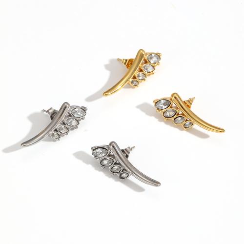 Boucle en acier inoxydable, Acier inoxydable 304, Placage, bijoux de mode & pavé de micro zircon, plus de couleurs à choisir, Vendu par paire