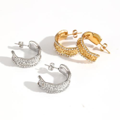 Boucle en acier inoxydable, Acier inoxydable 304, Placage, bijoux de mode & avec strass, plus de couleurs à choisir, Vendu par paire