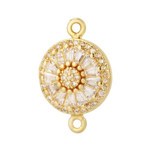 Цирконий Микро вымощает Латунный разъем, Латунь, плакирован золотом, DIY & инкрустированное микро кубического циркония, Золотой, продается PC