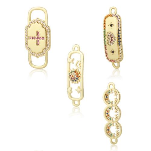 Цирконий Микро вымощает Латунный разъем, Латунь, плакирован золотом, DIY & инкрустированное микро кубического циркония, Золотой, продается PC