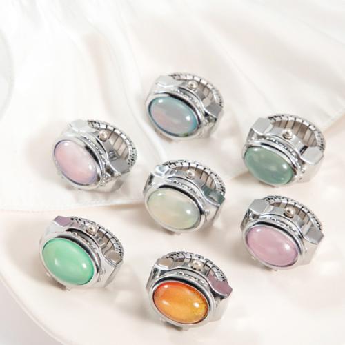 Zinc Alloy Finger Ring Watch, with Glass & Resin, plated, fashion jewelry & Unisex, Random Color [