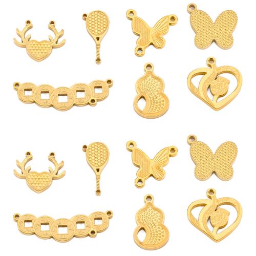 304 Stainless Steel Pendant, gold color plated, DIY 